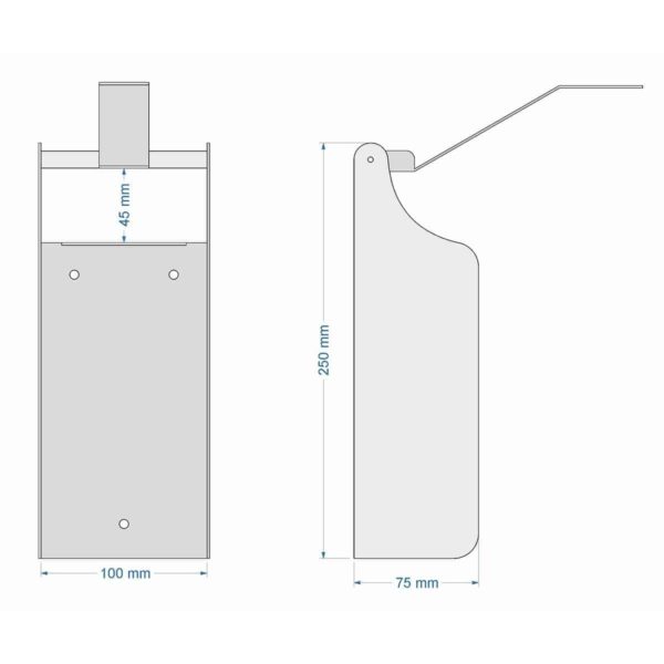 wymiary dozownika 500 ml: wys - 250 mm, szer - 100 mm, głębokość - 75 mm